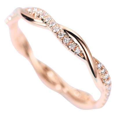 結婚式のための織り交ぜられた尾草18のカラットの金のダイヤモンド指輪0.2ct 2gram